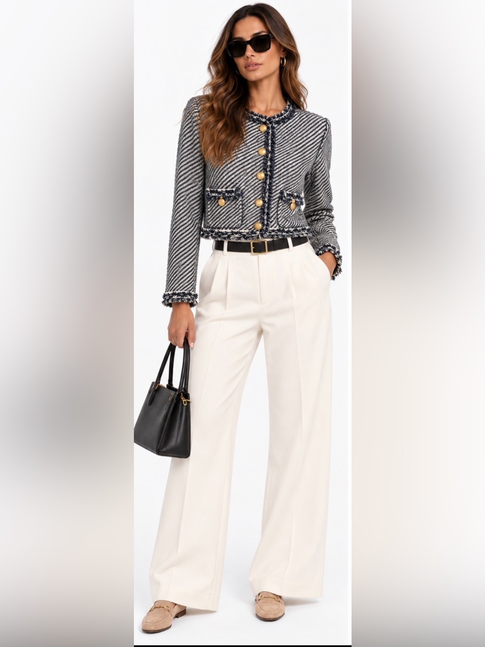 J.Crew Collection cropped lady jacket in textured cotton in blueberry sand